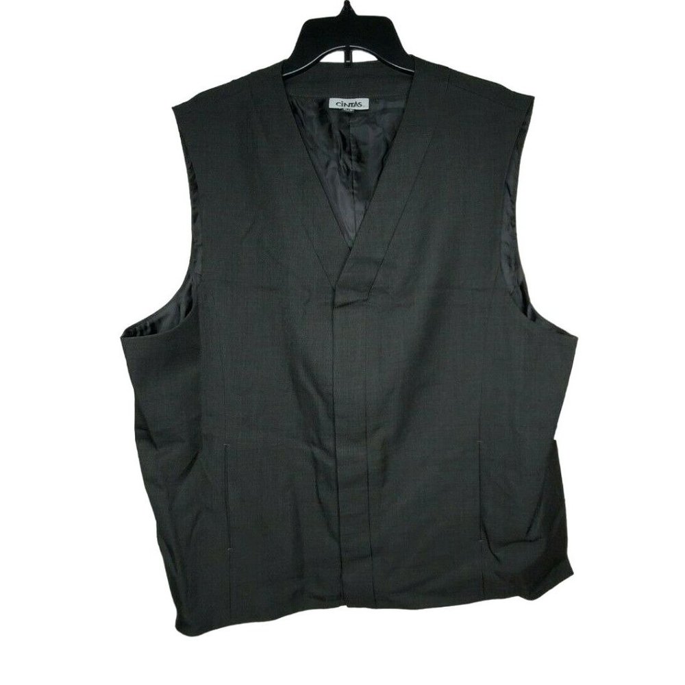 Cintas Men XL Charcoal Gray Men 2 Pocket Polyester Side Slit Suit Or Casual Vest